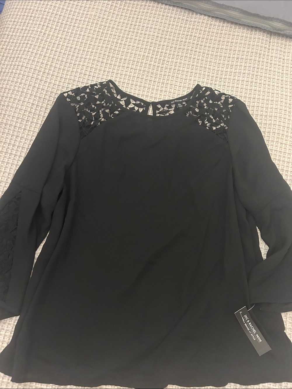 Zac & Rachel Black Lace Yoke Long Sleeve Blouse Fairy Goth